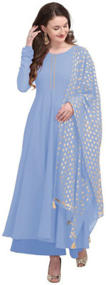 Diamoon Women Solid Anarkali Kurta(Light Blue)