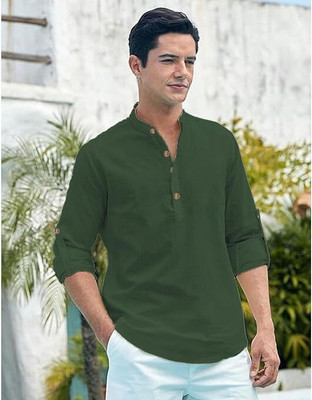 Amrit Trending Men Solid Straight Kurta(Dark Green)