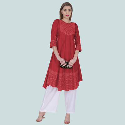 TL Creation Women Embroidered Anarkali Kurta(Maroon)