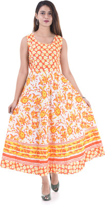 Dream of style Women Printed Anarkali Kurta(Yellow)