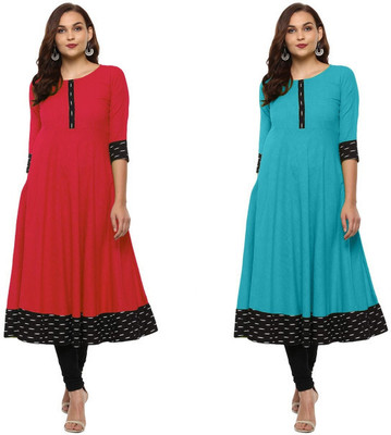 YOVA STYLE Women Self Design Anarkali Kurta(Multicolor)