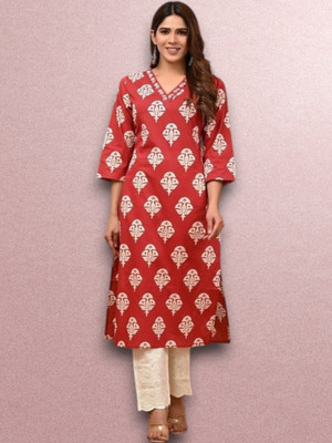 PRAYAARI FASHIONS Women Self Design Straight Kurta(Maroon)