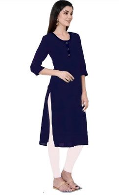 JAFASHION Women Solid A-line Kurta(Blue)