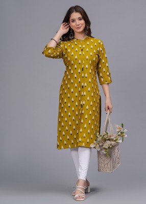 Mahruchi Textile Women Printed Straight Kurta(Green)