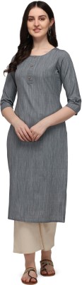 Fourleaf Women Self Design Straight Kurta(Grey)