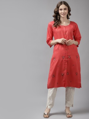 Aarika Women Printed Anarkali Kurta(Red)