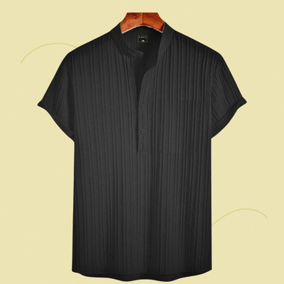 Look Trendy Men Printed Straight Kurta(Black)