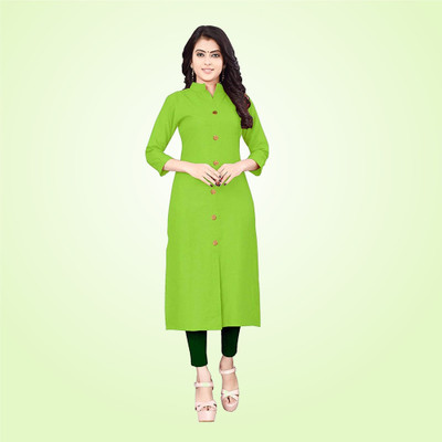 SH NASIMA Women Self Design A-line Kurta(Light Green)