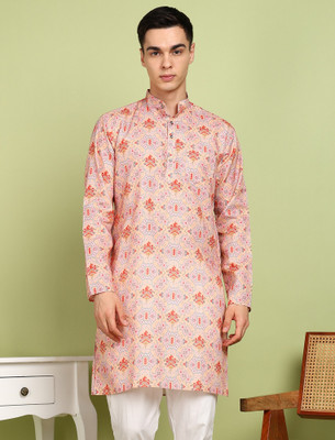 FUBAR Men Printed Straight Kurta(Gold)