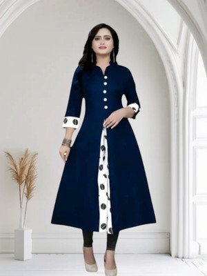 Rangrasiyatexk Women Printed Anarkali Kurta(Blue)
