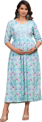 Qadri Textiles Flared/A-line Gown(Blue)