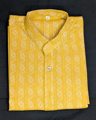 ALQUSWA GROUP Men Self Design A-line Kurta(Yellow)