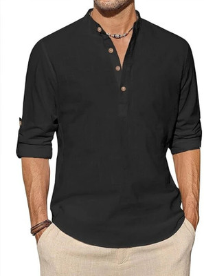 Amrit Trending Men Solid A-line Kurta(Black)