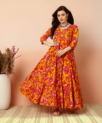KIMAYRA Women Printed Flared Kurta(Multicolor)