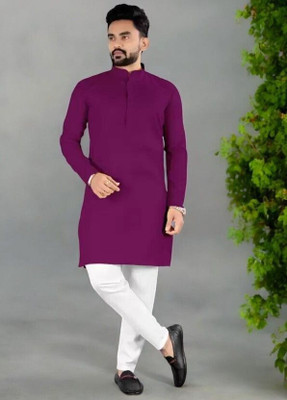 Rashmi Genz Men Printed Straight Kurta(Purple)