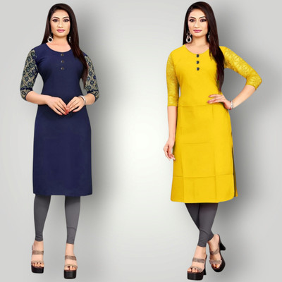 Coft Women Solid Straight Kurta(Multicolor)