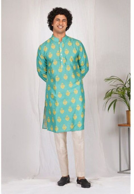PINK WISH Men Printed Straight Kurta(Multicolor)