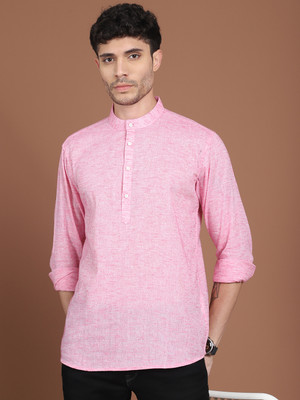 ANOUK Men Solid Straight Kurta(Pink)