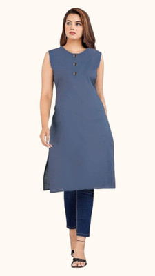 STRADERAD FASHION Women Printed Straight Kurta(Grey)