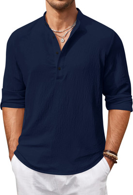 MADHAVISTA Men Solid Straight Kurta(Dark Blue)