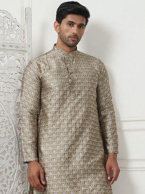 ANOUK Men Printed Straight Kurta(Gold)