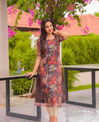J M CREATION Women Printed A-line Kurta(Black)