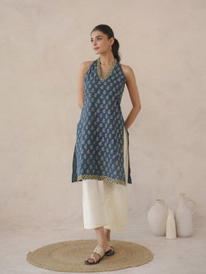 Goodhand Women Printed Straight Kurta(Purple)