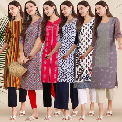 1 Stop Fashion Women Printed Straight Kurta(Multicolor)