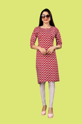 Tulsii Fab Women Printed Anarkali Kurta(Red)