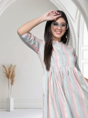 Houseofcommonv Women Printed A-line Kurta(Multicolor)