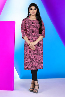 Shree Saarvotam Fashion Women Printed Straight Kurta(Purple)