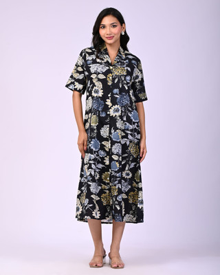 MISHIKA ENTERPRISES Women A-line Multicolor Midi/Calf Length Dress