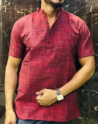 Fabricana Men Printed A-line Kurta(Maroon)