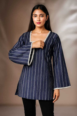 Behristore Women Self Design Pakistani Kurta(Dark Blue, Yellow)