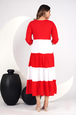 KPGARMENT Women Colorblock Anarkali Kurta(Red)
