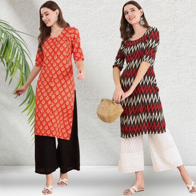 1 Stop Fashion Women Printed A-line Kurta(Multicolor)