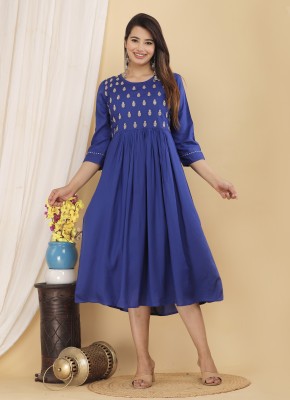 Mehsoos Women Embroidered Anarkali Kurta(Blue)