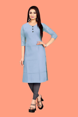 Coft Women Solid Straight Kurta(Blue)