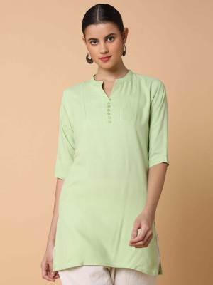 Showoff Women Solid Straight Kurta(Light Green)