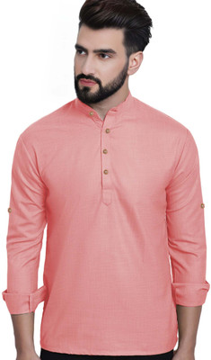 BHUVIKOO Men Solid A-line Kurta(Silver)