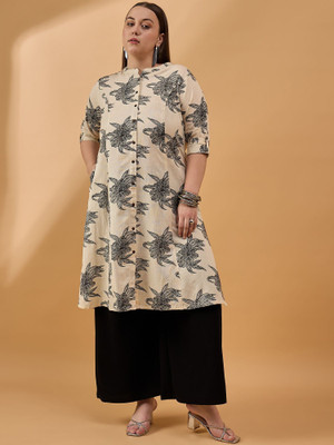 all about you Women Floral Print Straight Kurta(White)
