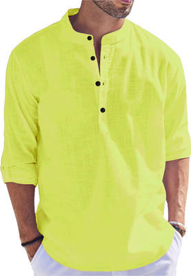 Kavyangle Creation Men Self Design Straight Kurta(Light Green)