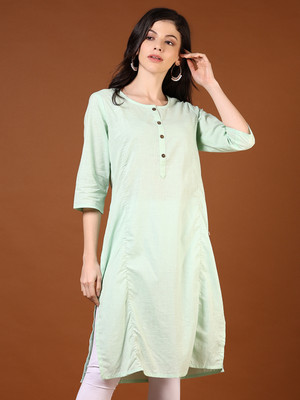 V-MART Women Solid A-line Kurta(Green)