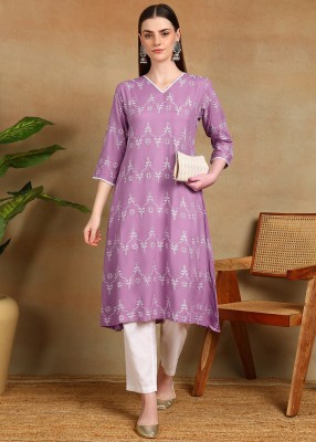 Vinhscape Women Embroidered A-line Kurta(Multicolor)