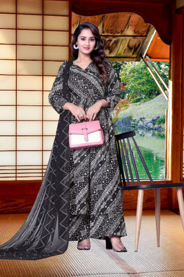 Shree Ram Creation Women Printed Gown Kurta(Black)