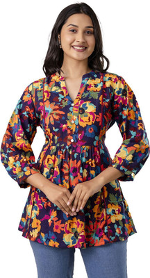 RAISHREE Women Printed Flared Kurta(Multicolor)