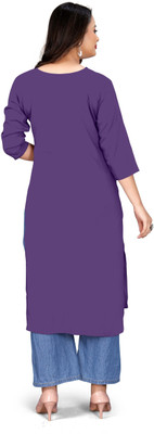 HOCC Women Printed Straight Kurta(Purple)