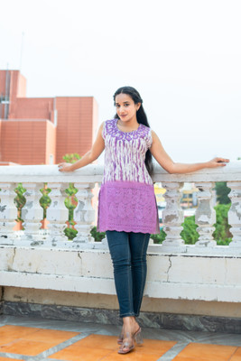 anushansa Women Chikan Embroidery Straight Kurta(Pink)