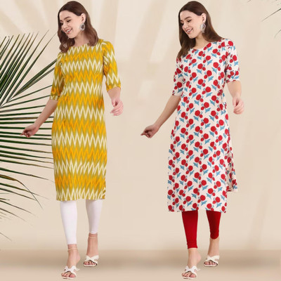 1 Stop Fashion Women Printed A-line Kurta(Multicolor)