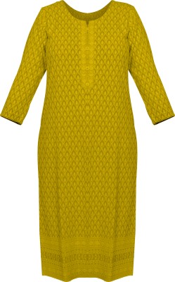 Clothify Women Chikan Embroidery Straight Kurta(Green)